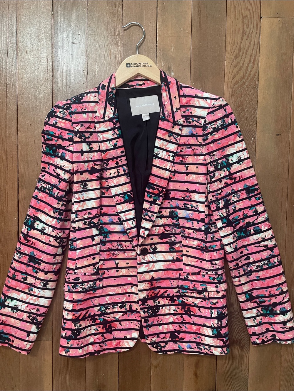 Banana Republic pink stripe floral blazer 6
